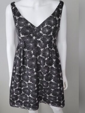 MILLEY OF NEW YORK Sleeveless Floral Belt Cotton Silk A-line Dress Size 4